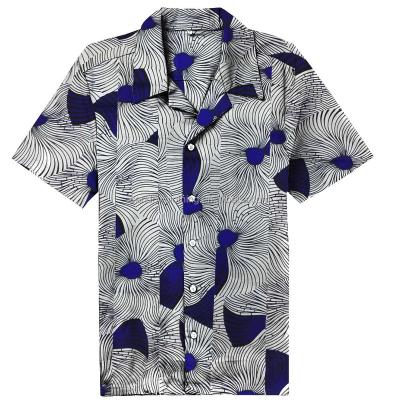 China Sustainable Custom South African Wax Print Shirt Single Breasted Short Sleeve Mens Clothing for sale