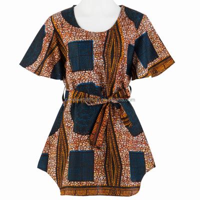 China African Wax Fabric Blusa Shirt Anti Pilling Kimono Women Casual Blouses With Belt for sale