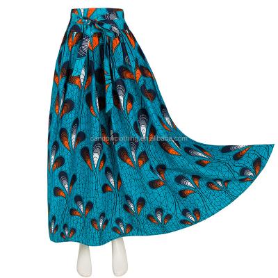 China Women Maxi Long Floral African Skirt Peacock Feather Pattern Printing Anti-Static Clothing for sale