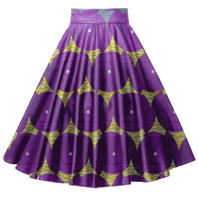 China Plus Size Orders Customized African Wax Print Fashion Designer Midi Dance Swing Skirts for sale