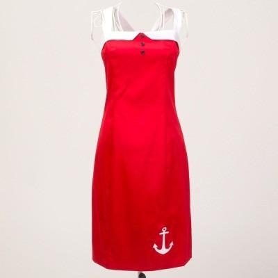 China Custom Slim Red Anchor Embroidered Dress Anti-static Ladies Vintage Classic Dresses Sex Retro Women Clothing Manufacturer For Women for sale