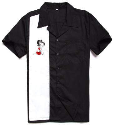 China Breathable Custom Wholesale UK Betty Boop Embroidery Button Up Waist Mens Shirts for sale