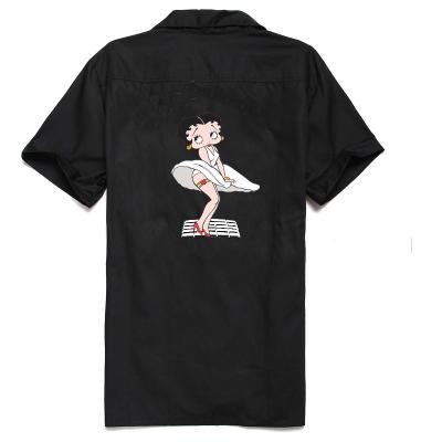 China Breathable mens short sleeves button up uk designer vintage rockabilly betty boop shirts for wholesale for sale