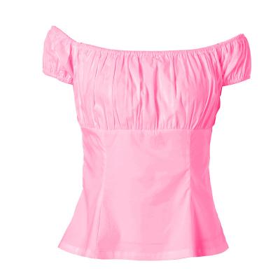 China Plus Size In Stock 2021 Latest Wholesale Vintage Design Women's Pink Shirts Sexy Apparel for sale