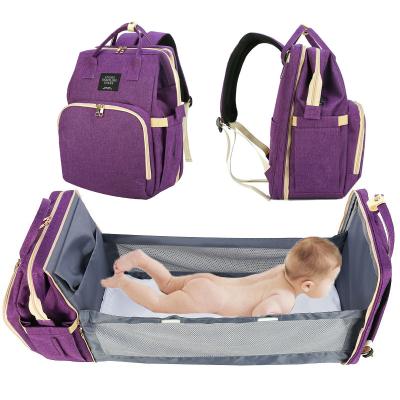 China Multifunctional Fashion Large Capacity Baby Diaper Bag Waterproof Backpack With Bed for sale