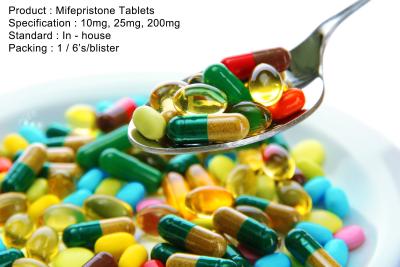 China Mifepristone-Tablet-Mundmedikations-Antagonisten-Hormon-Medikation 10mg, 25mg, 200mg zu verkaufen