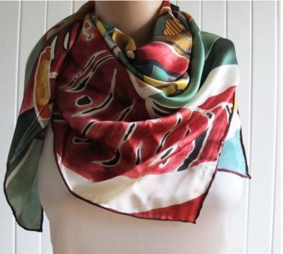 China Professional Unique Crepe De Chine / PAJ Digital Printing Silk Scarves For Winter for sale