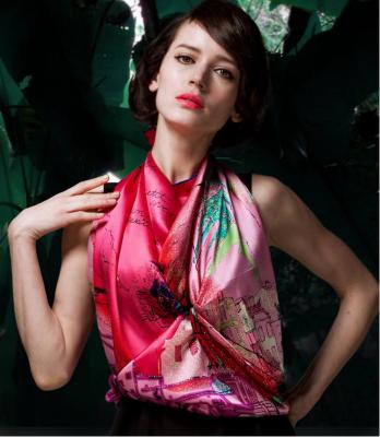 China Colorful Silk Satin Custom Design Scarves Ladies Shawl Wrap For Spring for sale