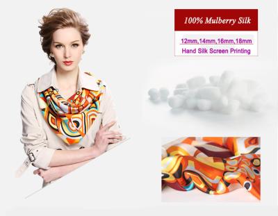 China Classical Mulberry Silk Scarves Girls Fashion Scarf With Machine Hemming for sale