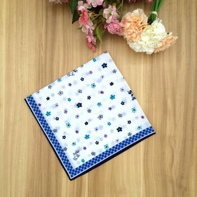 China Square Floral / Polka Dot 100% Cotton Scarves With Hand - Rolled Hem for sale