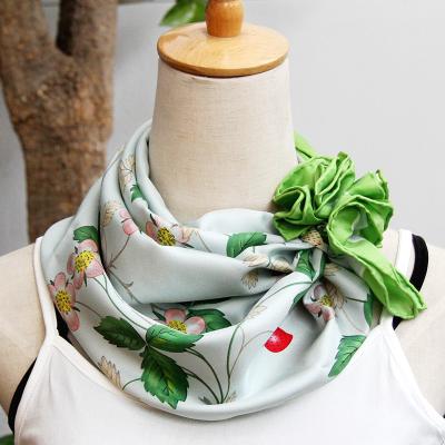 China Small Womens Fashion Scarf Red White And Green Scarf With Hand Rolled Hem for sale