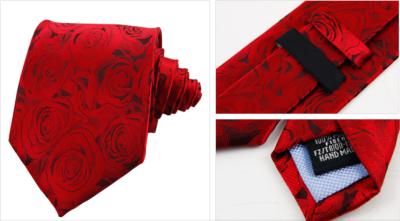 China Wedding Red Latticed Mens Silk Ties , Woven Polyester Extra Long Mens Ties for sale