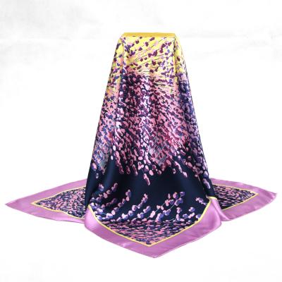 China Square Screen Printed Pure Silk Foulard Scarf Bandana Neck Scarf for sale