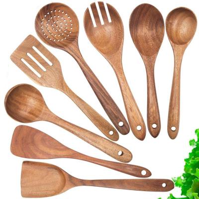 China Sustainable High Quality Wooden Cookware Kitchen Utensil Set Heat Resistant Non Stick Wooden Cookware for sale