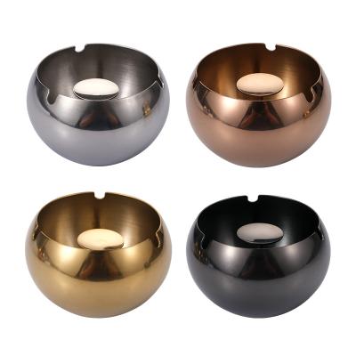 China Colorful Windproof Wholesale Durable Round Logo Stainless Steel Metal Ashtray Cigar Tobacco Smoking Pot Custom Made For Bar KTV and Hotel for sale