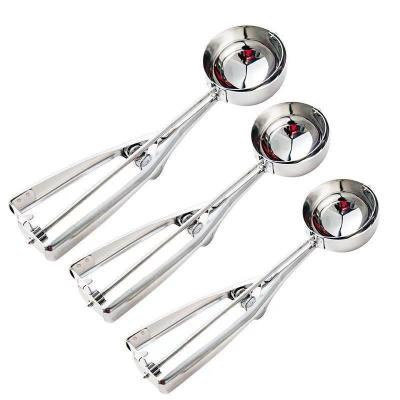 China Wholesale Sustainable Three Size Stainless Steel Cream Scooper Round Fruitspoon With Easy Release With Easy Release for sale