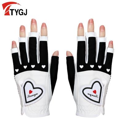 China TYGJ Women's Ladies Golf Gloves Finger Open Palm Non-slip Particles Left and Right Sun Protection Breathable Sports Golf Equipment for sale