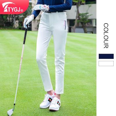 China TTYGJ Anti-Wrinkle Summer Golf Clothing Women's Pants Light Mid Waist Elastic Slim Fit Sports Casual Trousers for sale