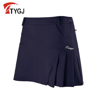 China TTYGJ Women Breathable Shorts Skirt Golf Wear Clothing High Waist Pleated Anti-Glare Tennis Sports Show Leg Length Slim A Line Skirt for sale