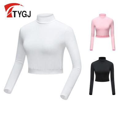 China TTYGJ Long Sleeve Golf Clothing Summer Sun Protection Clothing Ladies Ice Silk Dip Half High Waist Long Sleeve T-shirt Clothing for sale