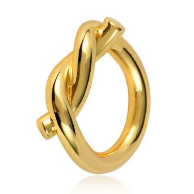 China FASHION Jewelry 18K Environmental Copper Ring Geometric Knotted Braid Ring Women's Gold Plated for sale