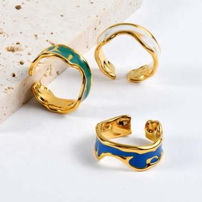 China FASHIONABLE Oil Drip Mode Ring Advanced Sense Cool Wind Open Element Ring Ins for sale