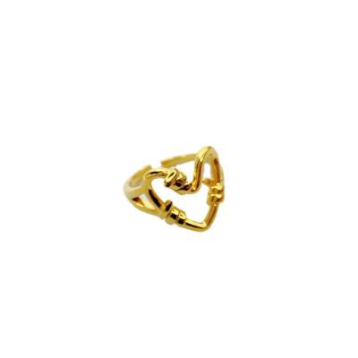 China Ring Female Fashion Japan And Koreains New 18k Gold Plating Open South Index Peach CLASSIC Gold Heart Hollow Shape Ring Gift for sale