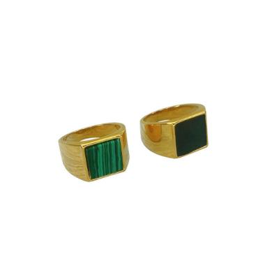 China Factory Fast Shipping Religious New Arrival18k Gold Plated Ring For Women Malachite Personalized Men's Ring Party Gift for sale