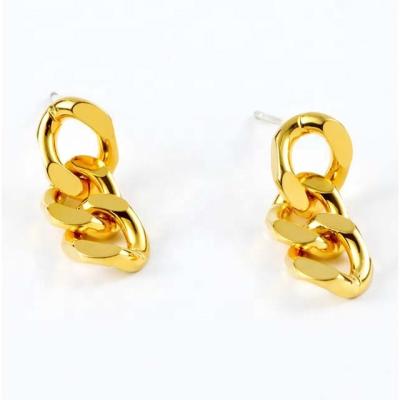 China FASHIONABLE New Arrival Stylish Cuban Chain Drop Earrings Jewelry 18k Gold Plated High Quality Women's Fashion Jewelry Earrings Gift for sale