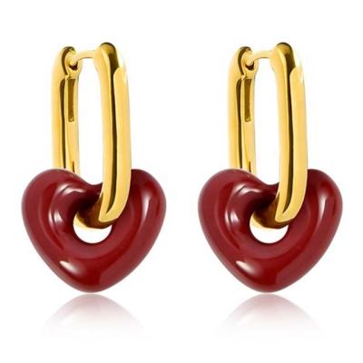 China Retro Love Earrings Minority High Temperament Female Soft Red French High Quality Unisex Hot Cute Sense Dismountable Sale Earrings for sale