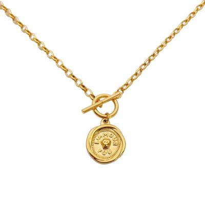 China Hot Sale Vintage European and American Retrocoin Gold Coin Necklace For Womeninscool Style Simple All Party Or Match Necklaces Gift for sale