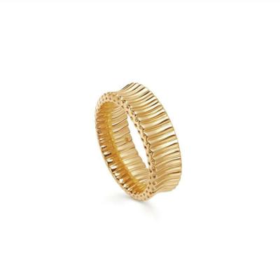 China Religious Simple Graceful Trendy Personalized Cold Style 18k Gold Plated Striped Vintage Rings For Women for sale