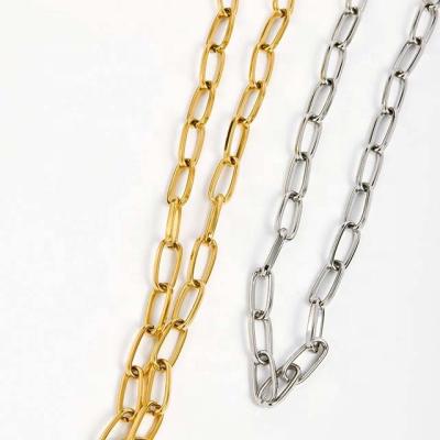 China Fashionable Retro StyleSquare 18K Gold Plating European and American Chain Casual Necklace Stainless Steel Necklace for sale