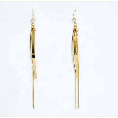 China FASHIONABLE 18K gold plated tassel EARRINGS temperament VINTAGE long white part earrings gift for sale