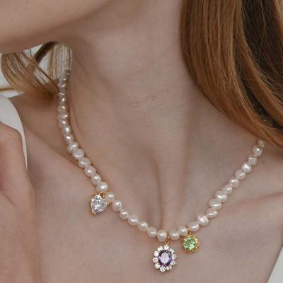 China Vintage New Arrival Original Design High Sense Natural Baroque Freshwater Pearl Gem Necklace Minority for sale