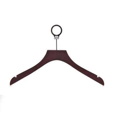 China Various Specifications 38cm * 1.2cm Mahogany Wood Hotel Anti Flight Hanger Traditional Inspring Hanger for sale