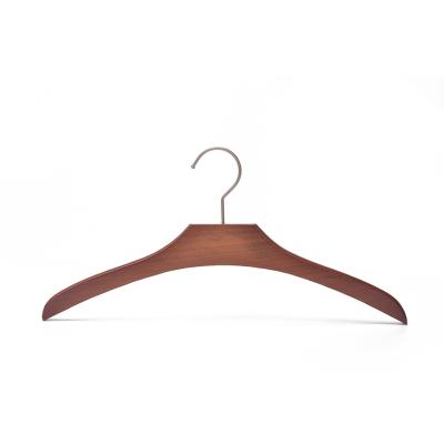 China With Two Glide Heavy Duty Inspring Walnut Beech Wood Shirt Hanger For Women for sale