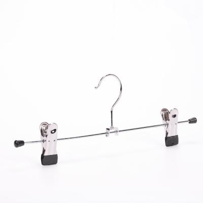 China Flat Shape Inspring Metal Clip Skirt Hangers For Pants And Skirt Wire Hanger With Clips for sale