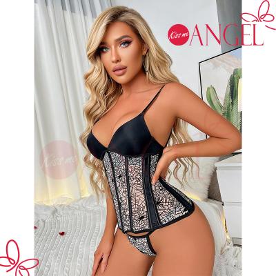 China Spandex/polyester KISS ME sexy ANGEL g-string wholesale new back lace up women under bust corset women's underwear hot sexy photos sexy lingerie for sale