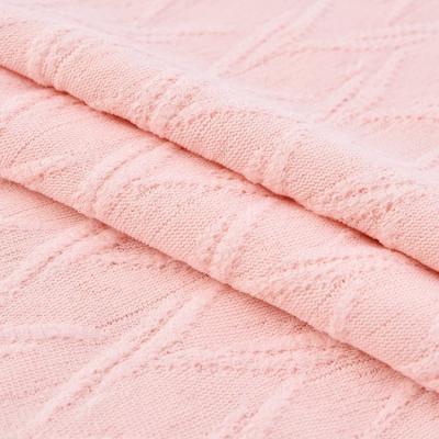 China New Design Polyester Anti Pill Clothes Comfortable Soft Pink 100% Jacquard Knitted Fabric For Women for sale