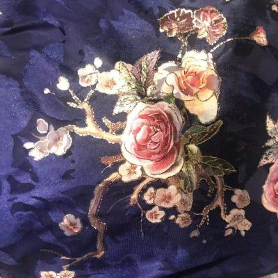 China New Arrival Shrink-Resistant Soft Flower Printing Comfortable Stretch To Foil Burnout Brocade Knitted Velvet Fabric for sale