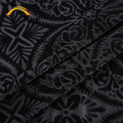 China Wholesale high quality windproof all black yarn dyed burnout stretch velvet women dress fabric for sale