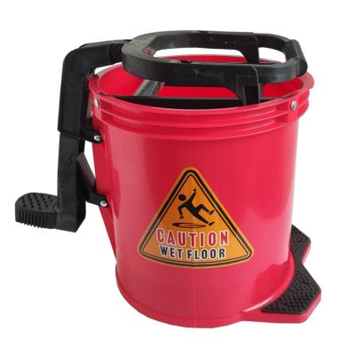 China Sustainable 16L Mop Wringer Bucket Plastic Roller Red Color Made in China for sale