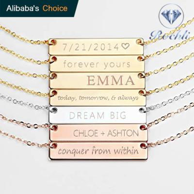 China CLASSIC Personalized Personalized Custom Silver Wedding Bridesmaid Necklace Bar Name Plate Necklace Gold Silver Wedding Gifts For H for sale