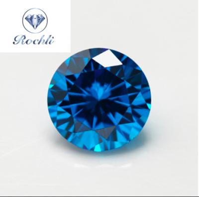 China Color Game or Fire Lab Created 6.49mm Carat 6.49mm Blue Moissanite Color 1 Stones Heat Treat High Quality Genuine Loose Moissanite for sale