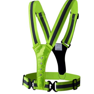 China MUYE SNAPSHOT LED Vest High Visibility Reflective Safety Vest Belt Breathable Adjustable Flashing Elastic Strap for sale