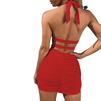 China Sustainable explosion of hot spring and summer women's clothing, careful back cutout machine + front piece neck strap design casual dress for sale