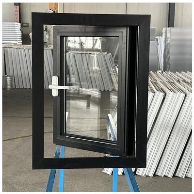 China Black Aluminum Frame Insulated Double Glazed Casement Windows for Energy Efficiency for sale