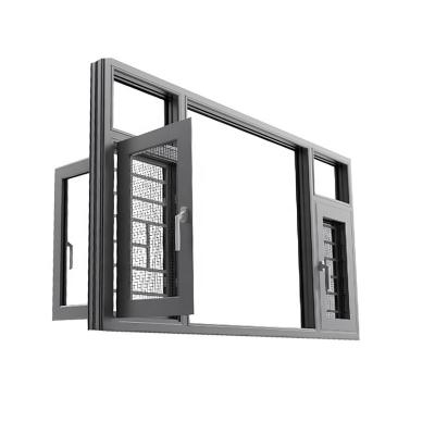 China Aluminum Windows with Hurricane Impact Black Open Out Soundproof Energy Casement for sale