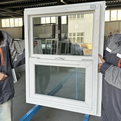 China Ventana de PVC de vinilo personalizada con doble colgador de impacto de huracán Ventana de vidrio insonorizado para casa en venta